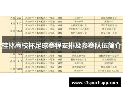 桂林高校杯足球赛程安排及参赛队伍简介